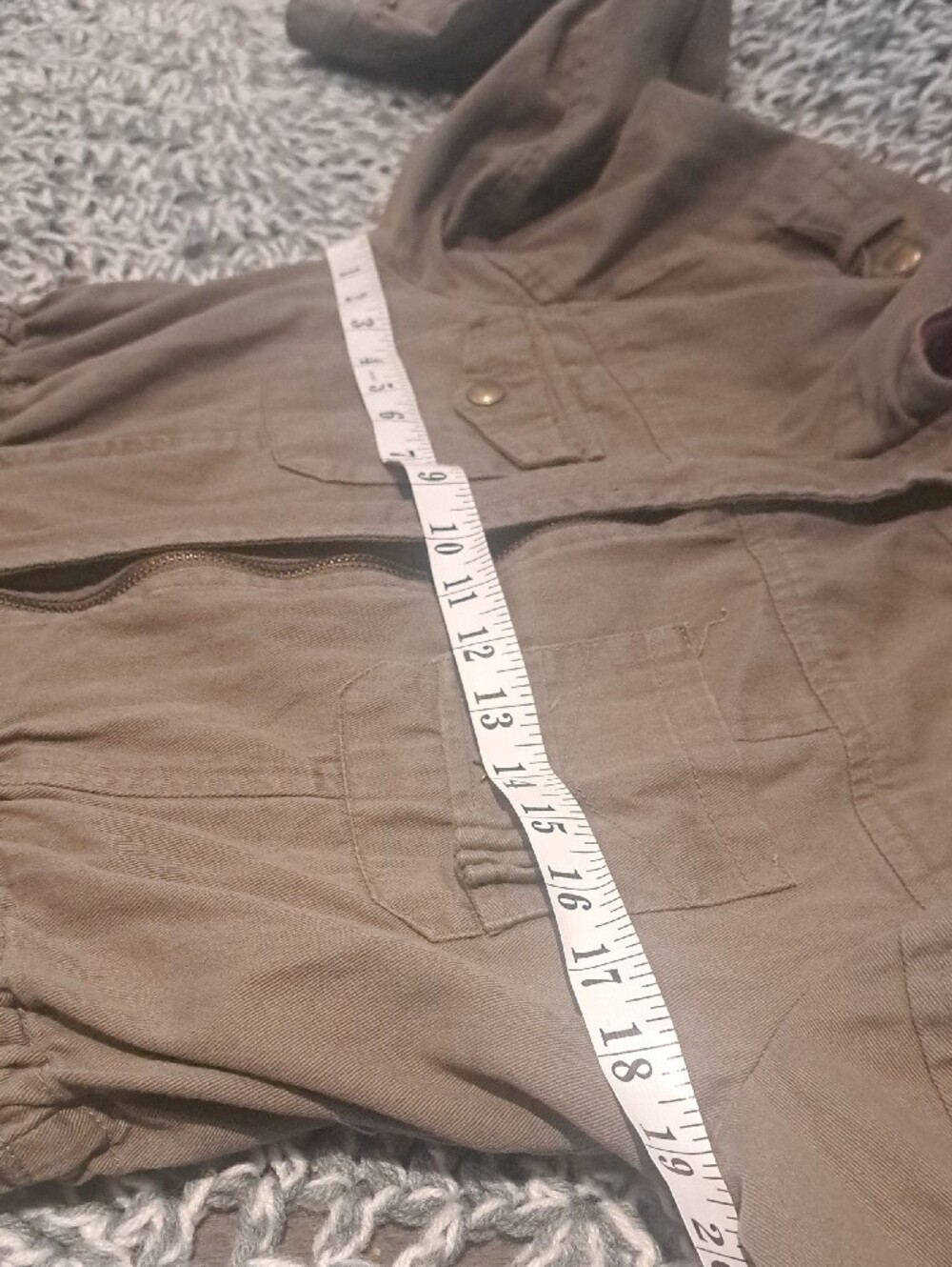 462-Ladakh Olive Utility Jacket Contrast Lining Military Style Drawstring Waist - Picture 12 of 14